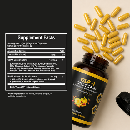 GLP-1 Total Support Capsules | 1 Billion Prebiotics and Probiotics Blend (30 Servings)