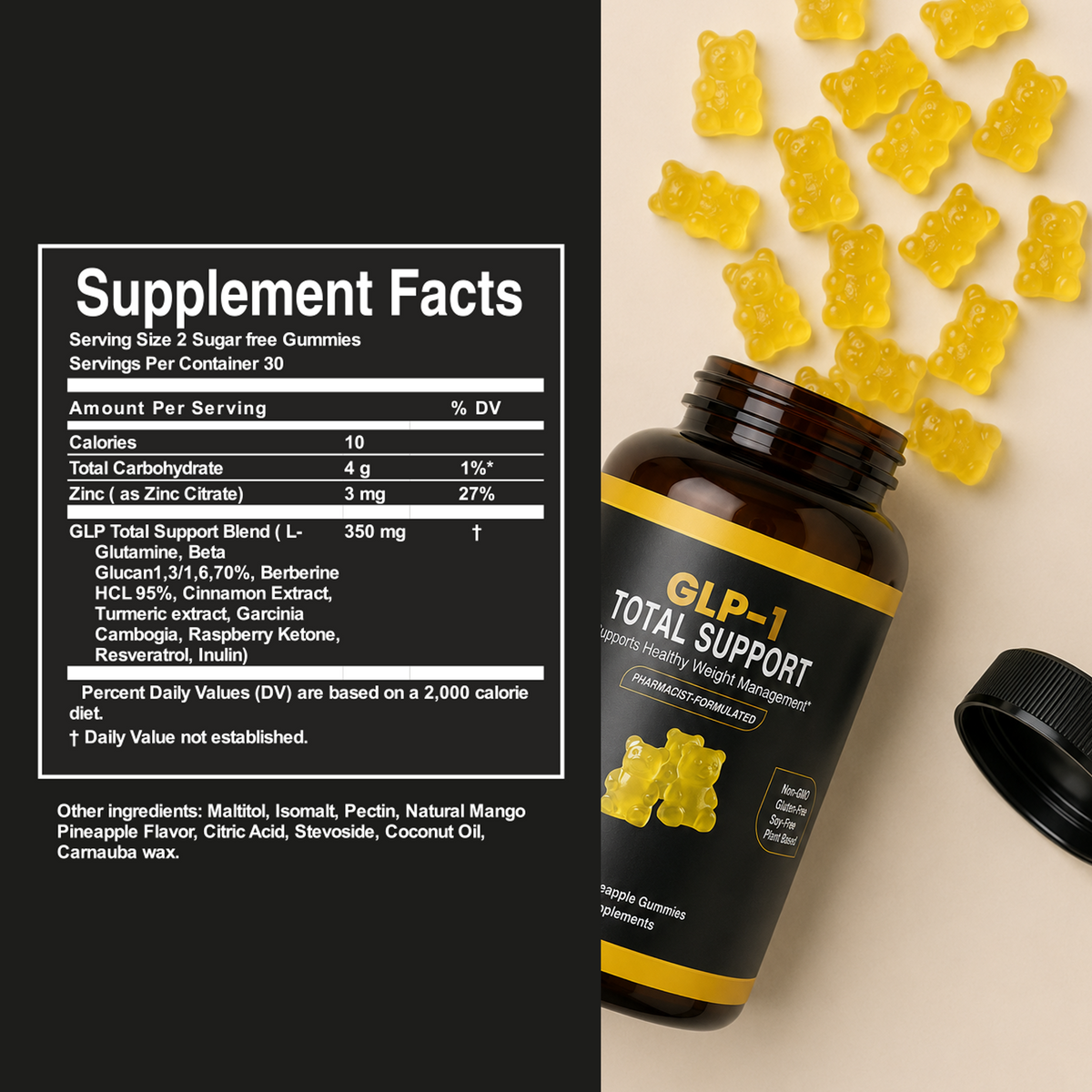 GLP-1 Total Support Gummies | Mango-Pineapple Flavor (30 Servings)