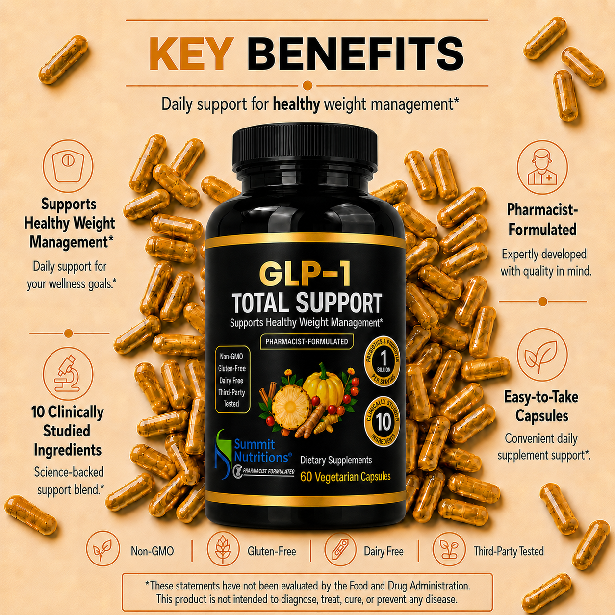glp 1 ingredients GLP-1 Weight System | Prebiotic & Postbiotic Supplement 1 Daily Support (60 vegetarian capsules) contains a combination of plant extracts GLP-1 Total Support Capsules |