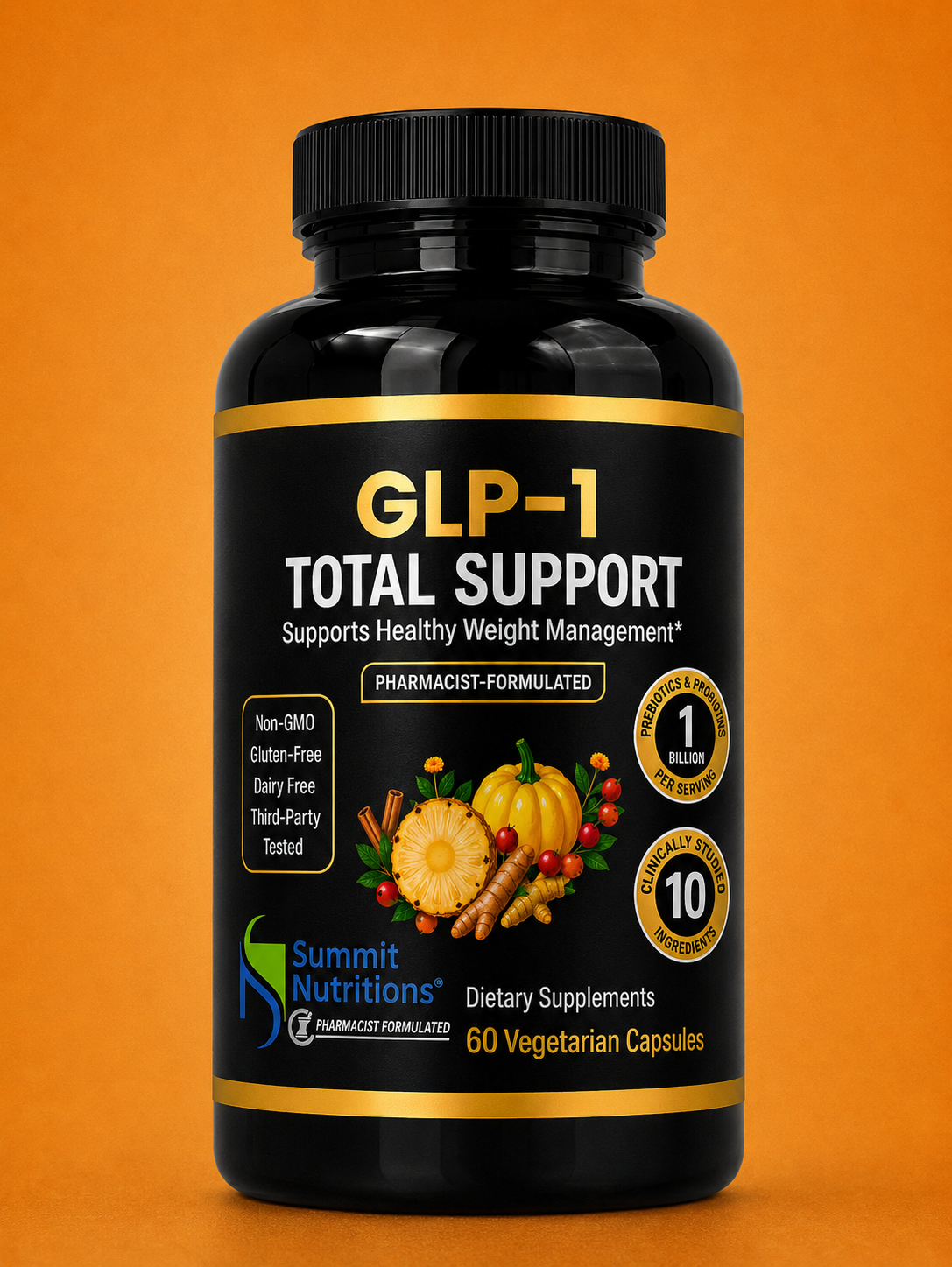 GLP-1 Total Support Capsules | 1 Billion Prebiotics and Probiotics Blend (30 Servings)
