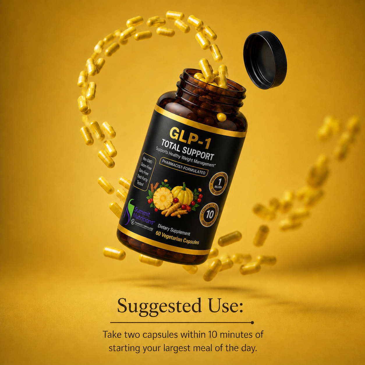 GLP-1 Total Support Capsules | 1 Billion Prebiotics and Probiotics Blend (30 Servings)